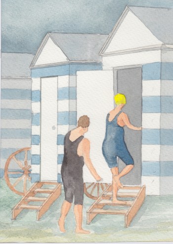 (c) Karel Dasseville - badkarren aquarel