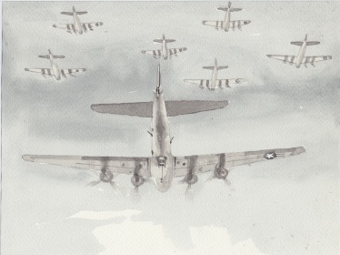 (c) Karel Dasseville - aquarel bommenwerpers
