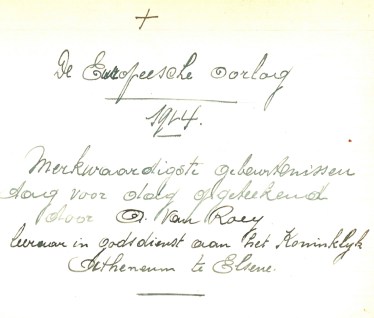 Hoofding dagboek August Van Roey