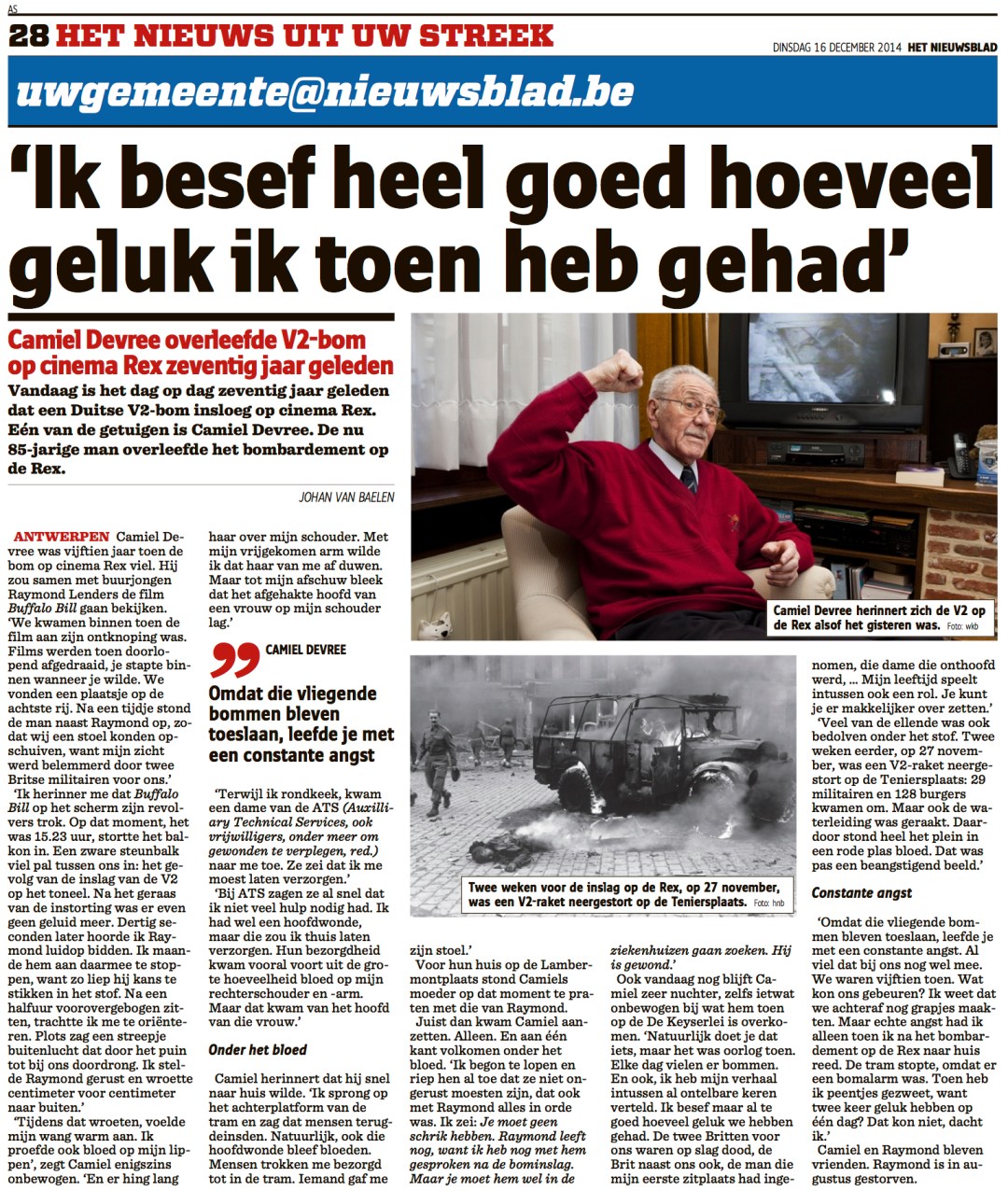 Het Nieuwsblad 16-dec-2014 Camiel De Vree