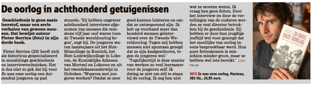 Het Nieuwsblad 16-dec-2014 Pieter Serrien
