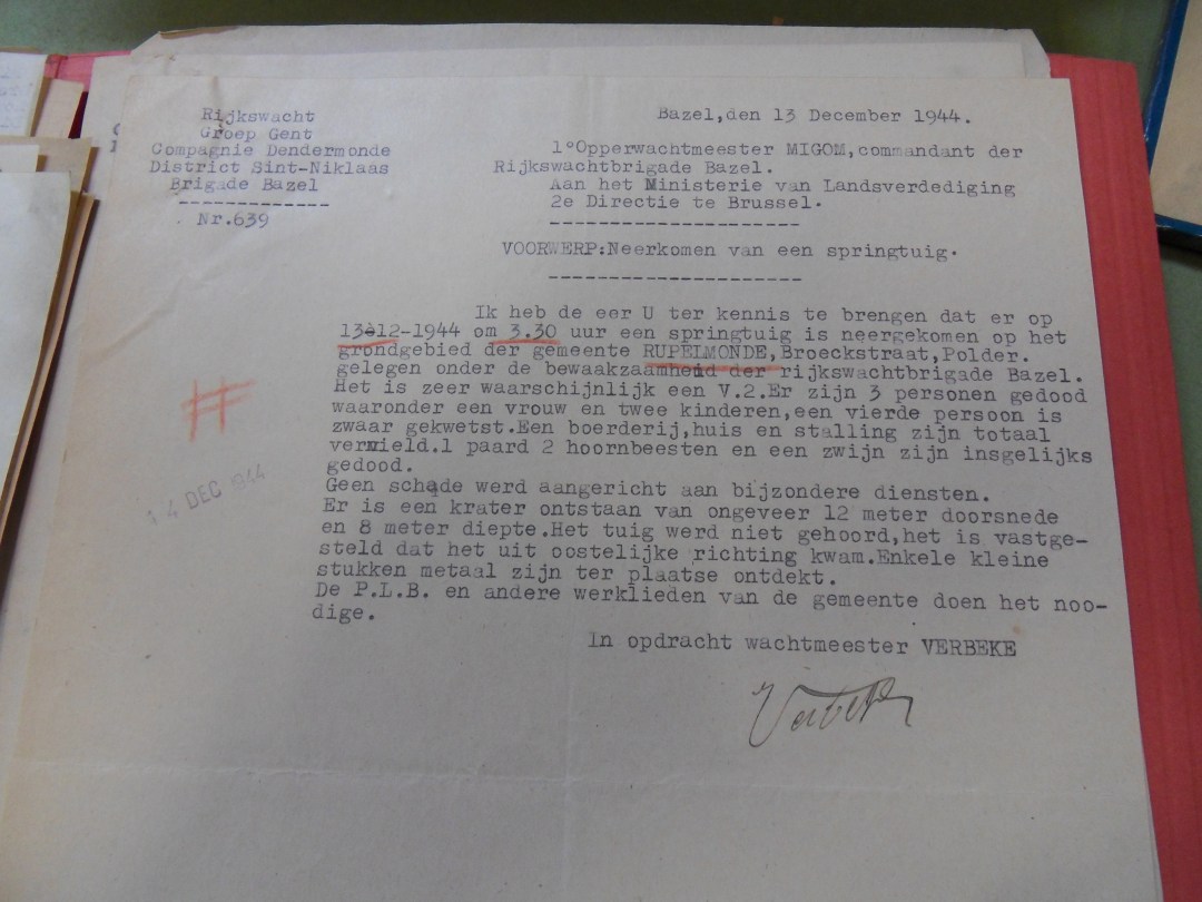 Geheime verslag van de V2-inslag.